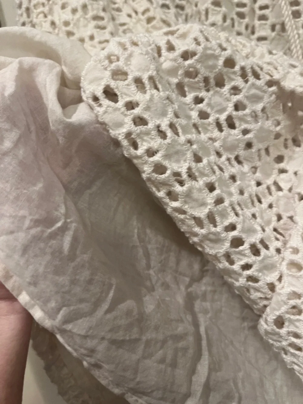 Lucky Brand Cream Crochet Skirt with Elastic Waist & Pockets